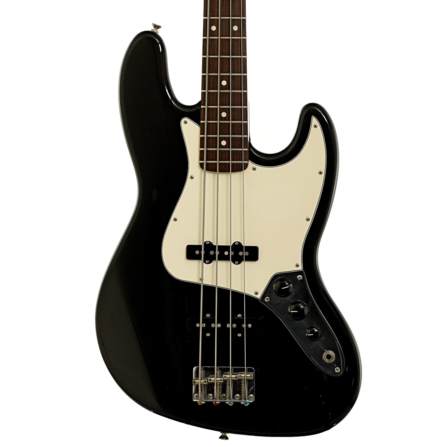 Front of Fender Standard Jazz Electric Bass