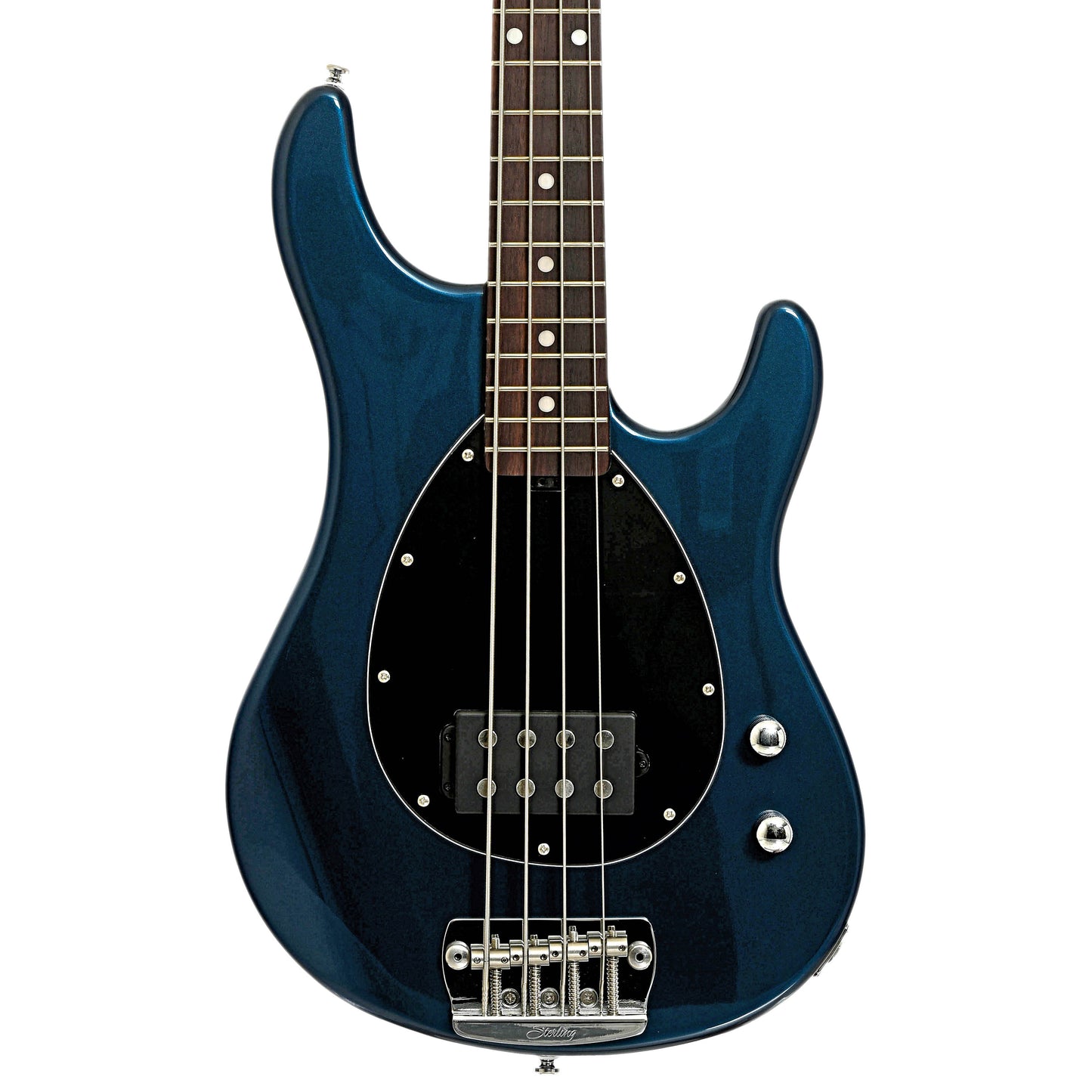 Front of Sterling by Music Man Sterling Electric Bass, Blue Pearl