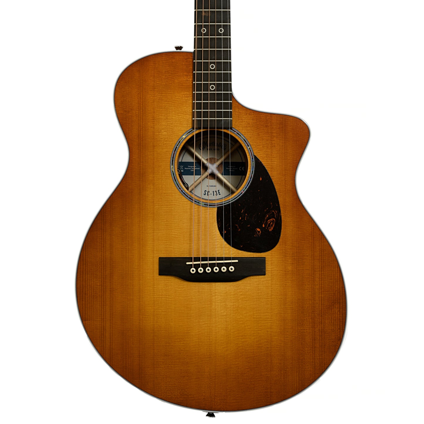 Front of Martin SC-13E Modern Sunburst Road Series Acoustic Guitar