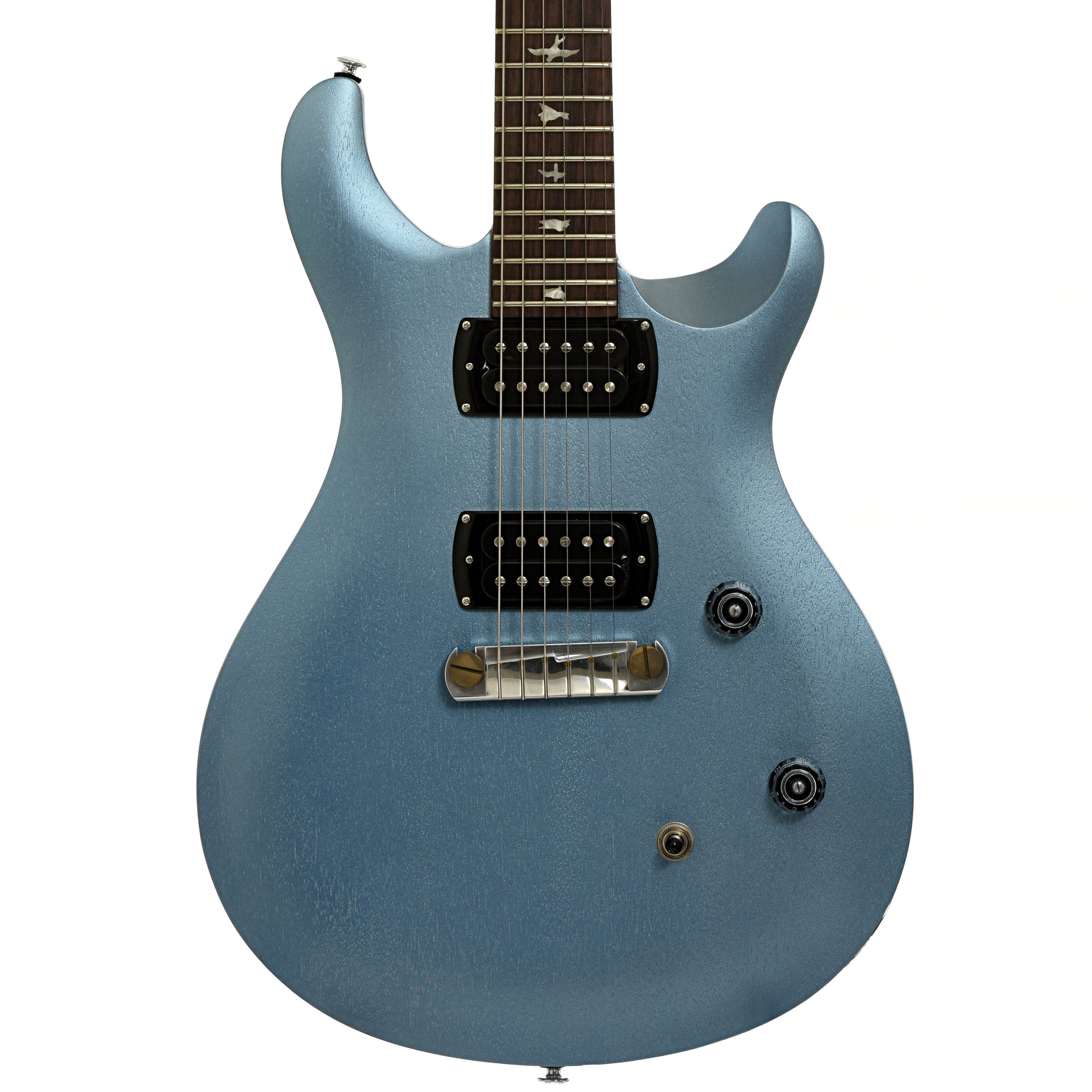 Front of PRS SE CE 24 Standard Satin Stoptail Ice Blue Metallic Electric Guitar 