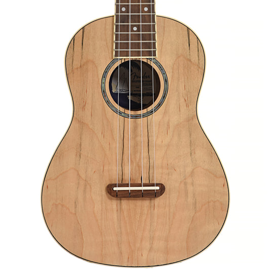 Front of Fender Zuma Exotic Concert Ukulele, Spalted Maple
