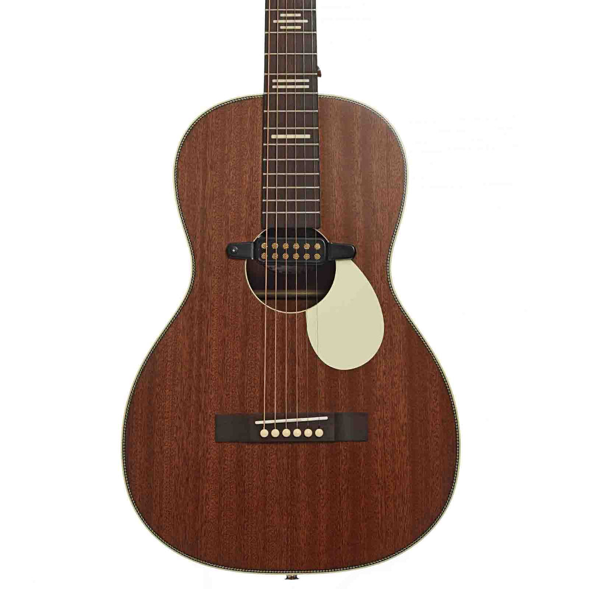 Front of Recording King Dirty 30's Acoustic-Electric Parlor Guitar, Mahogany