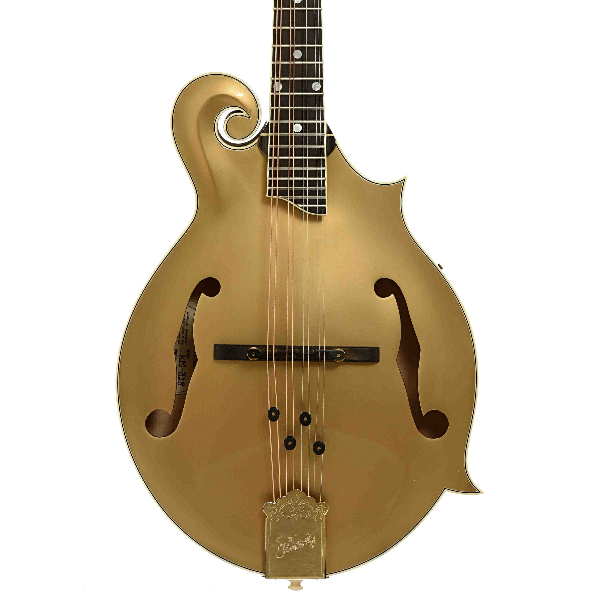 Front of Kentucky KM-858 Gold Artist F-Style Mandolin 