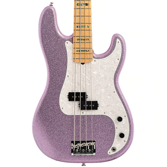 Front of Fender Adam Clayton Ltd. Ed. Purple Sparkle PrecisIon Electric Bass