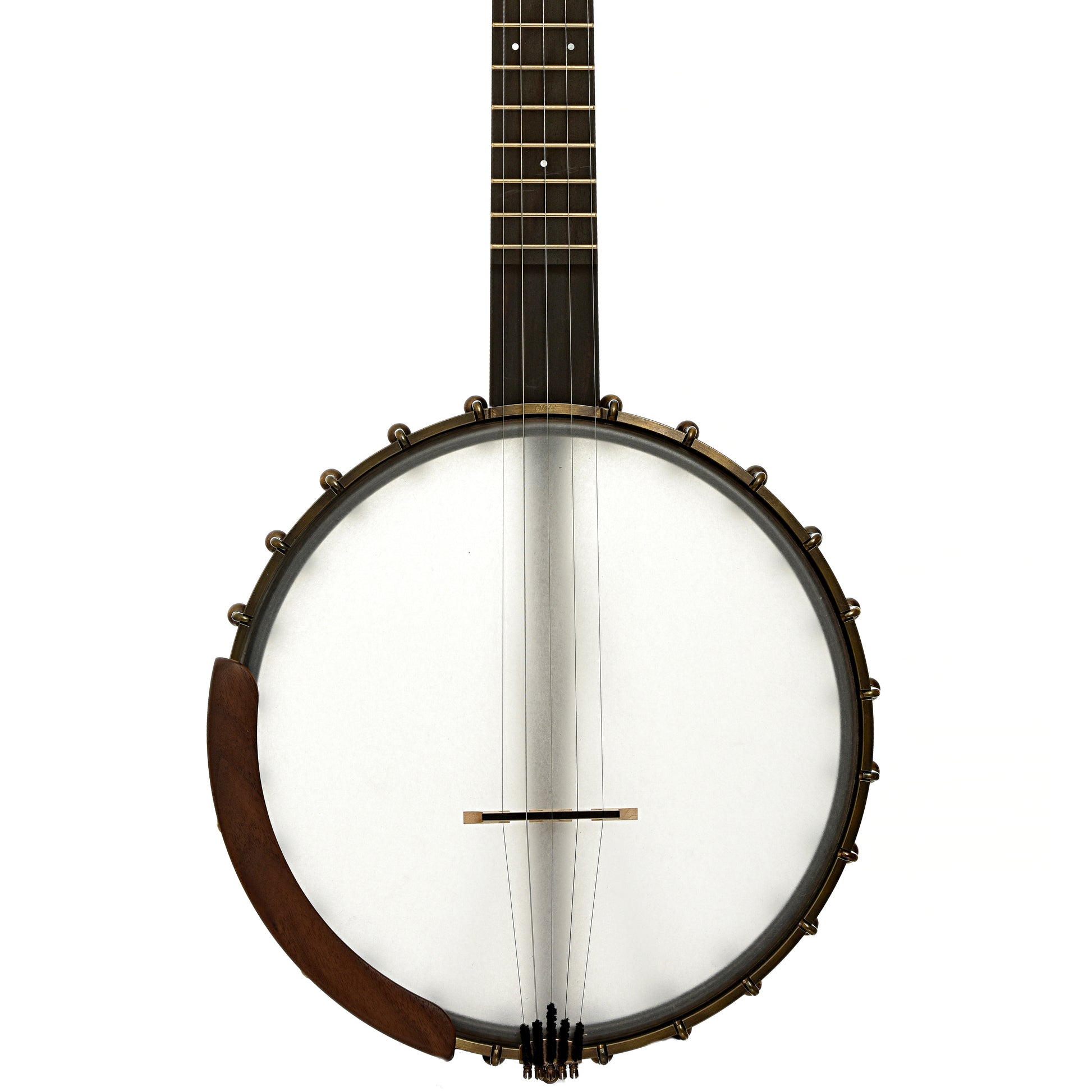 Front of Ode Magician 11" Walnut Openback Banjo