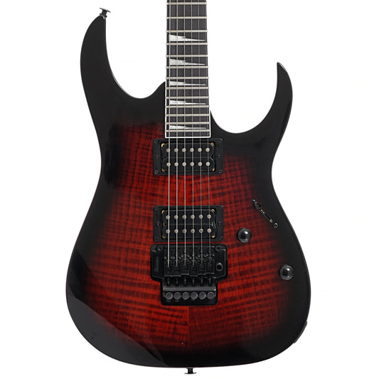 Front of Ibanez Gio GRG320FA Electric Guitar, Transparent Red Burst