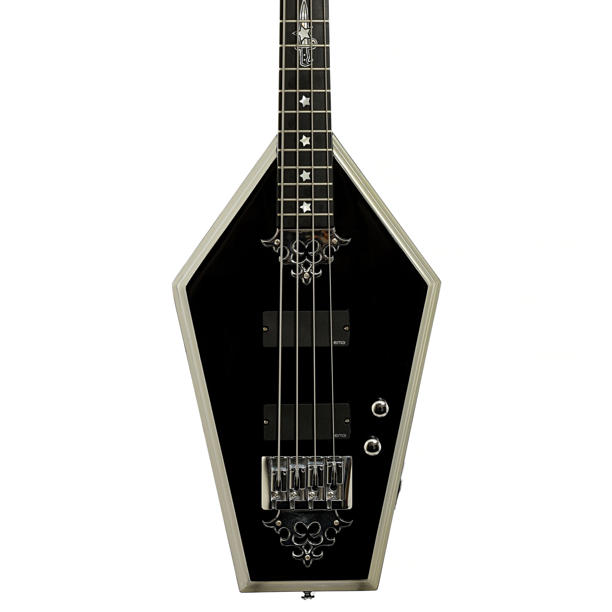 Front of Schecter Diamond Series Sean Yseult Casket Electric Bass