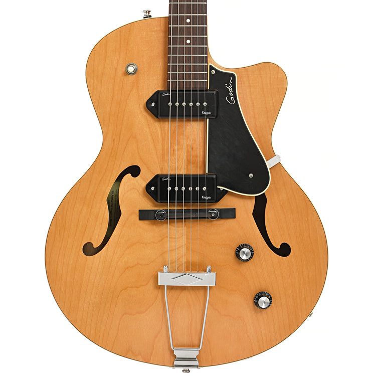 Front of Godin 5th Avenue CW Kingpin II Natural Hollowbody