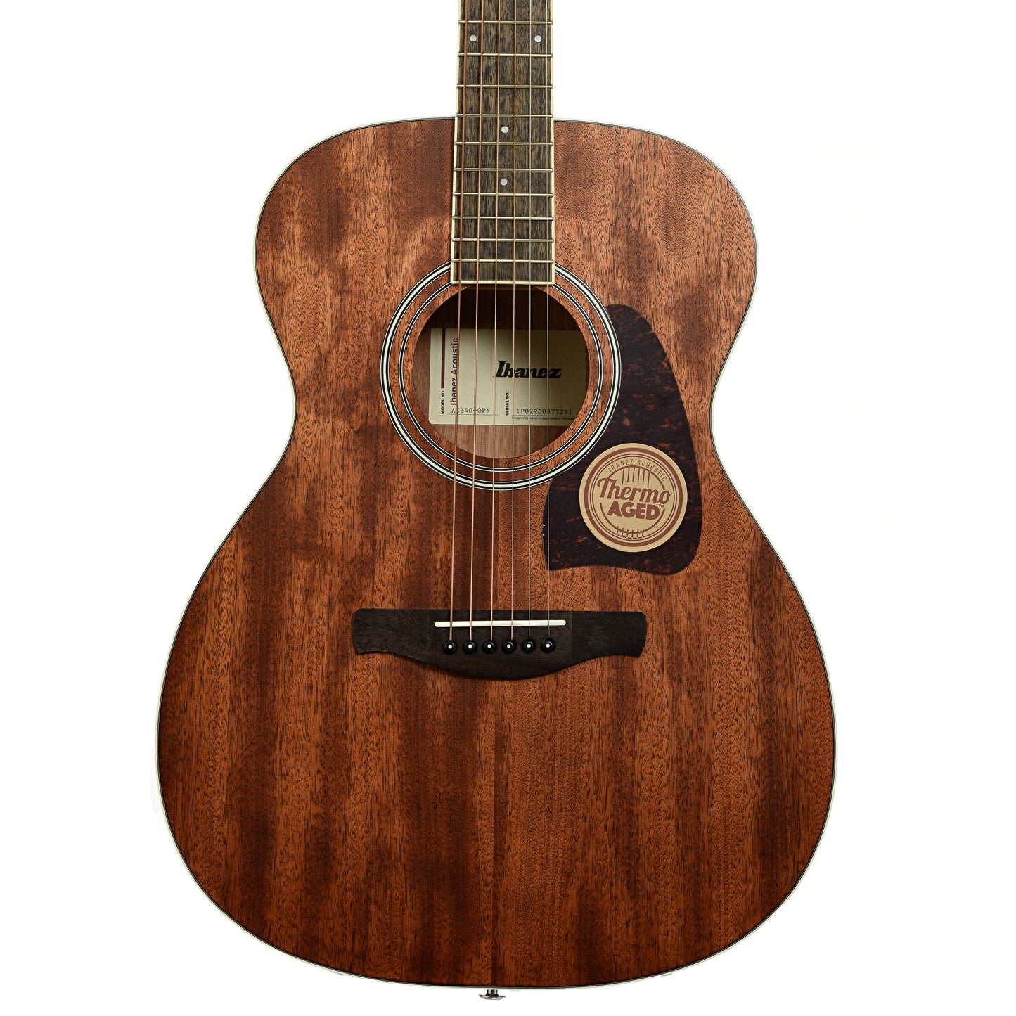 Front of Ibanez AC340 Artwood Acoustic Guitar, Open Pore Natural