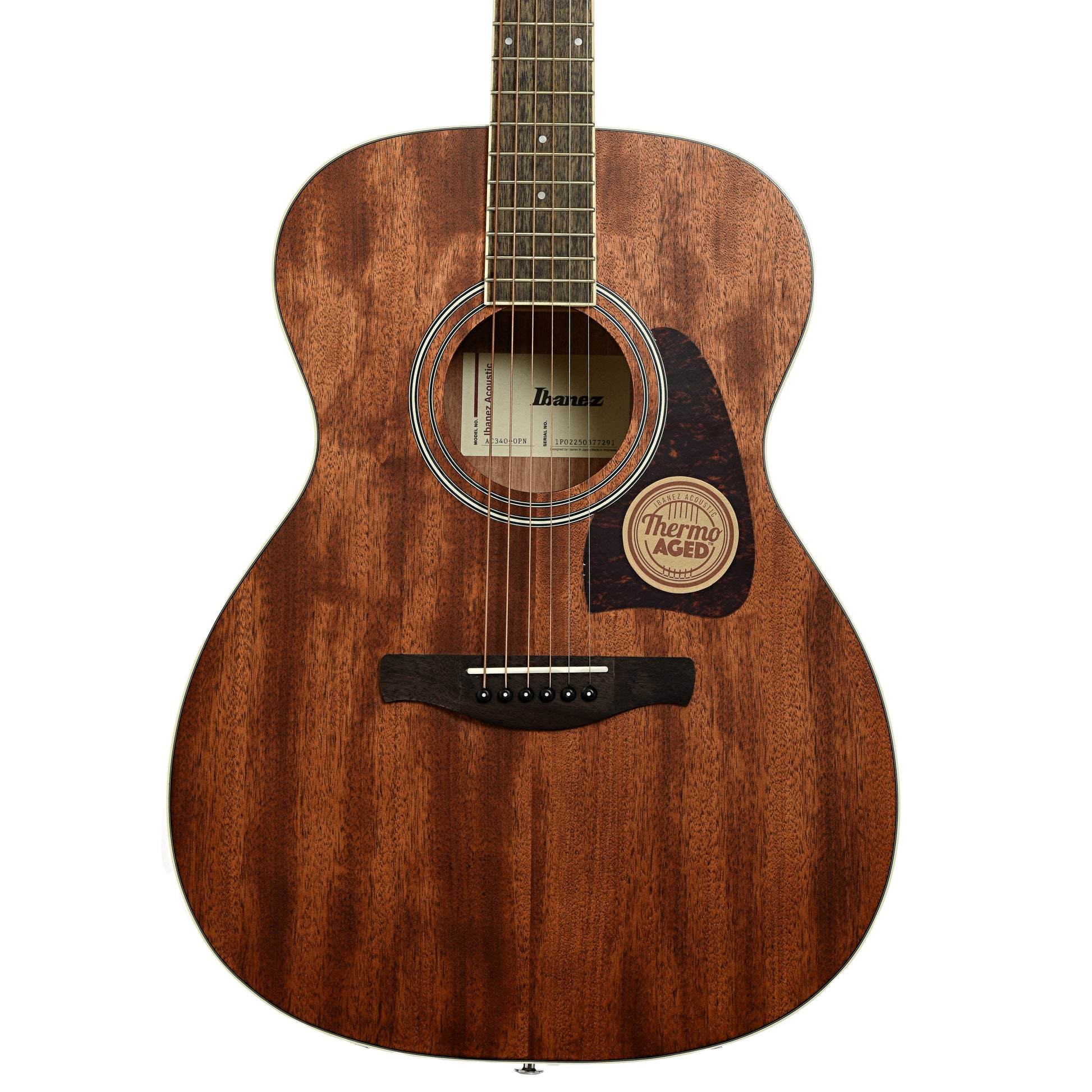 Front of Ibanez AC340 Artwood Acoustic Guitar, Open Pore Natural