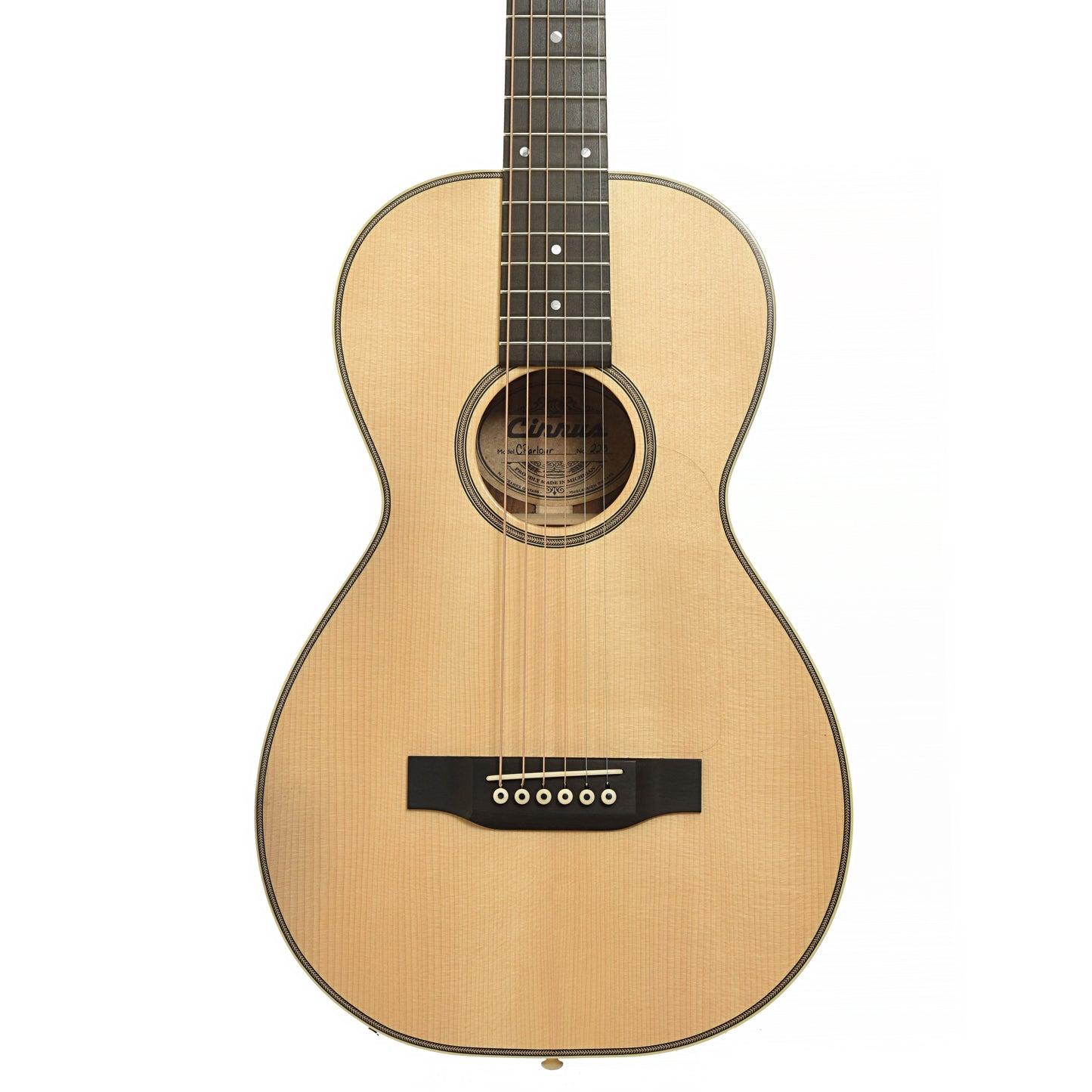 Front of Cirrus Walnut C Parlor Acoustic Guitar 