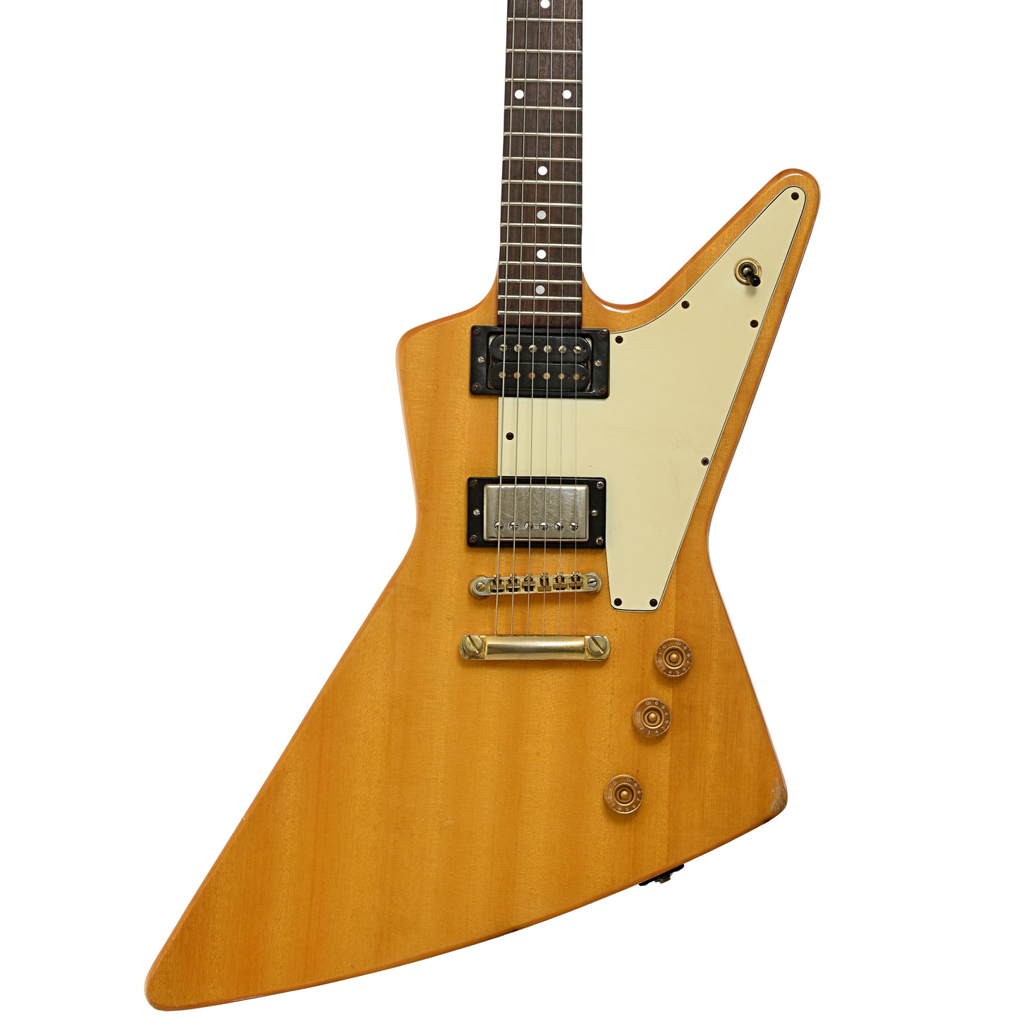 Front of Epiphone '58 Korina Explorer Electric Guitar 