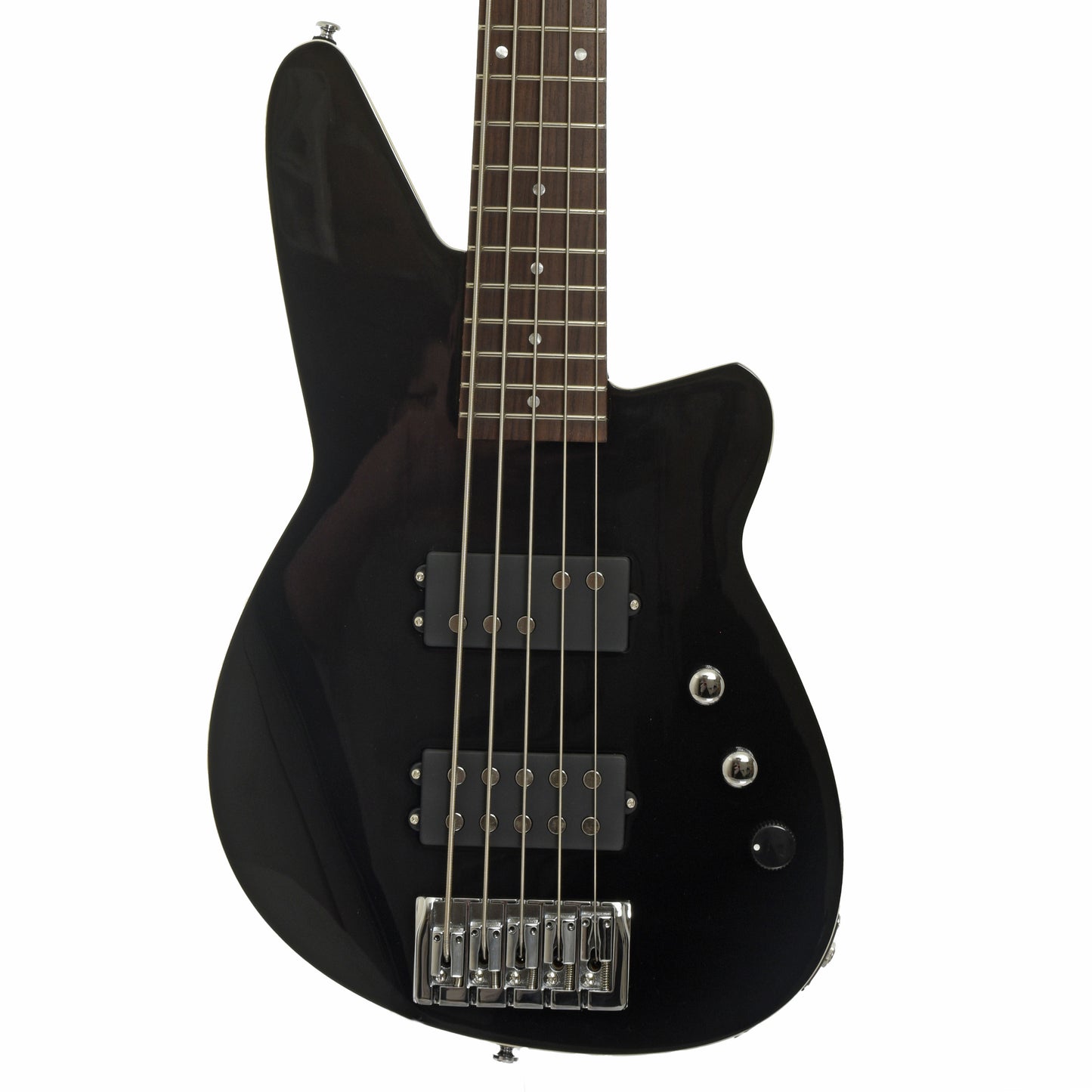 Front of Reverend Mercalli 5 5-string Electric Bass Guitar, Midnight Black 