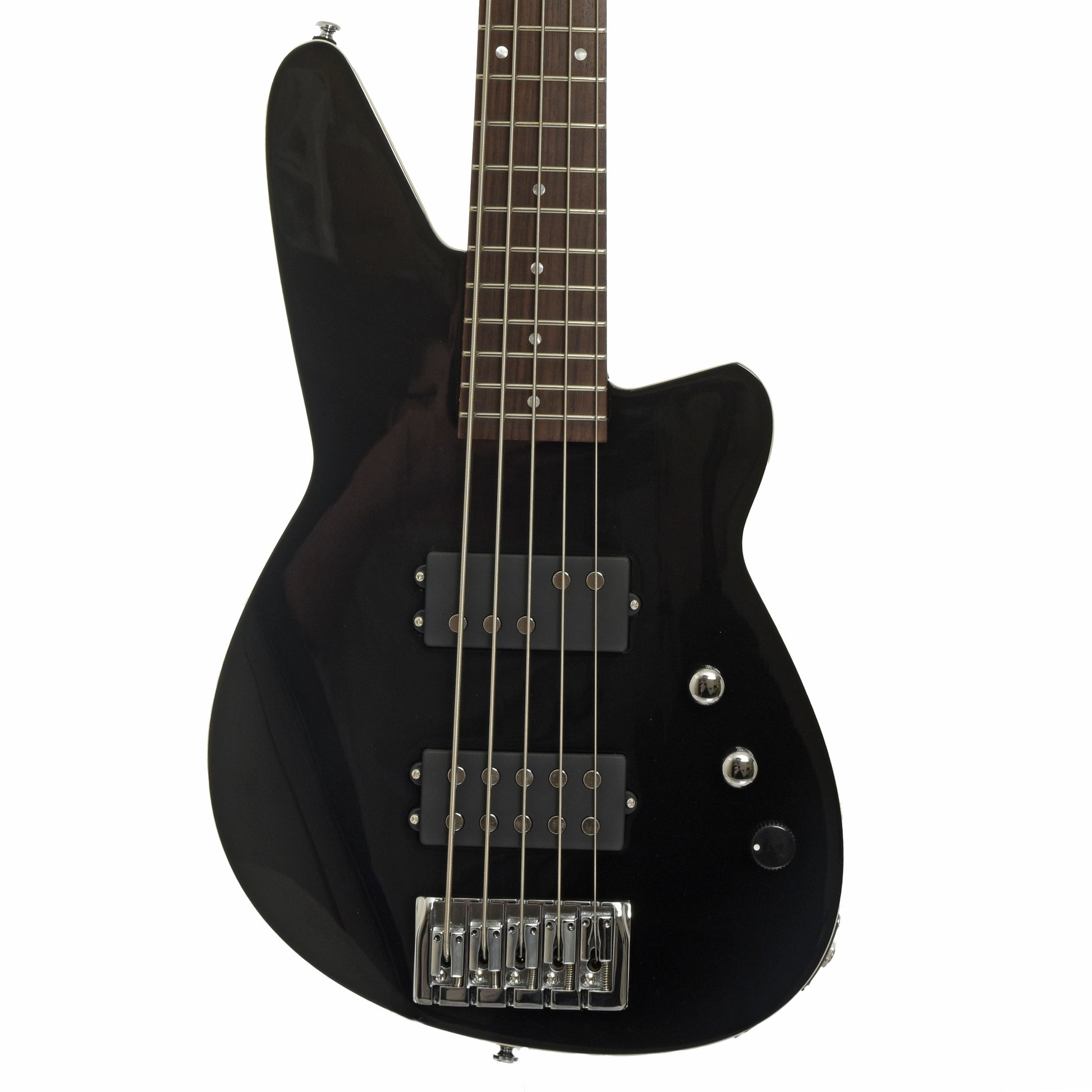 Front of Reverend Mercalli 5 5-string Electric Bass Guitar, Midnight Black 