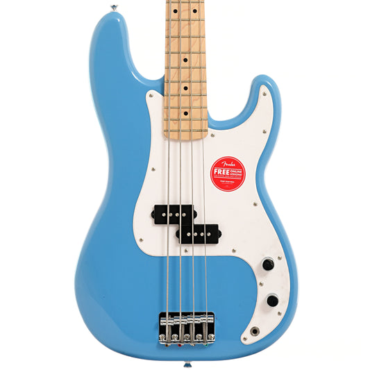 Front of Squier Sonic Precision Bass, California Blue