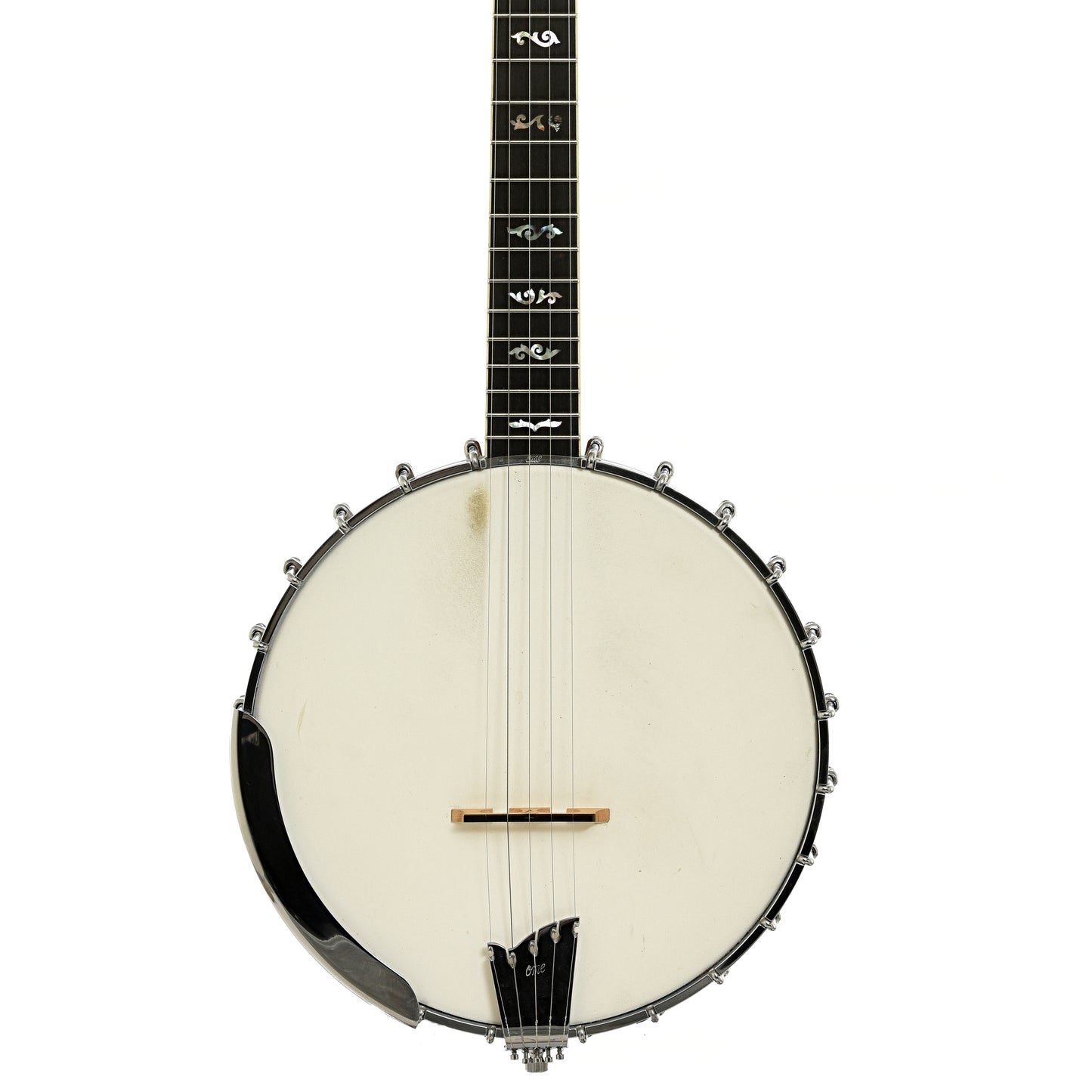Front of Ome Custom Silver Columbine Extra Long Neck 