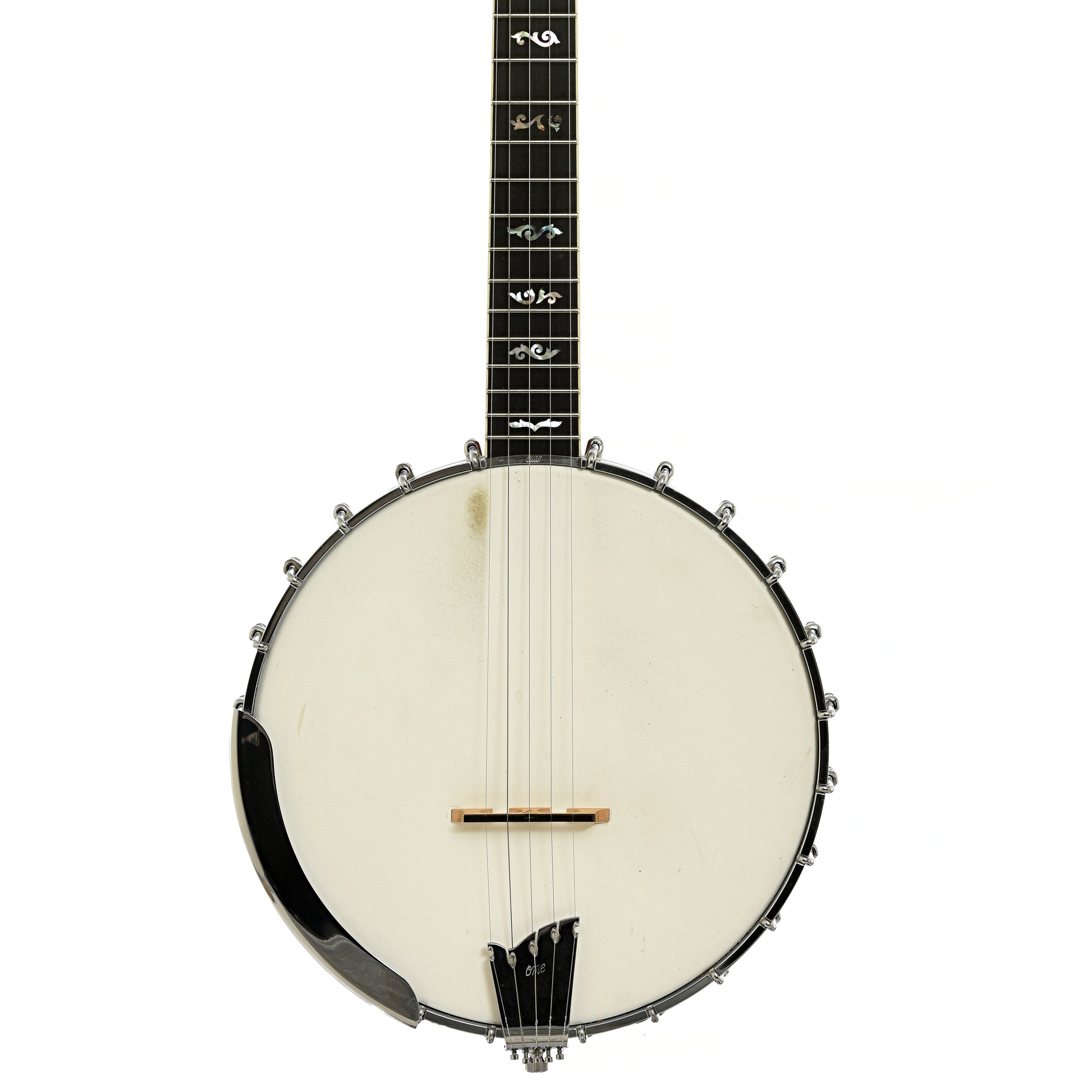 Front of Ome Custom Silver Columbine Extra Long Neck 