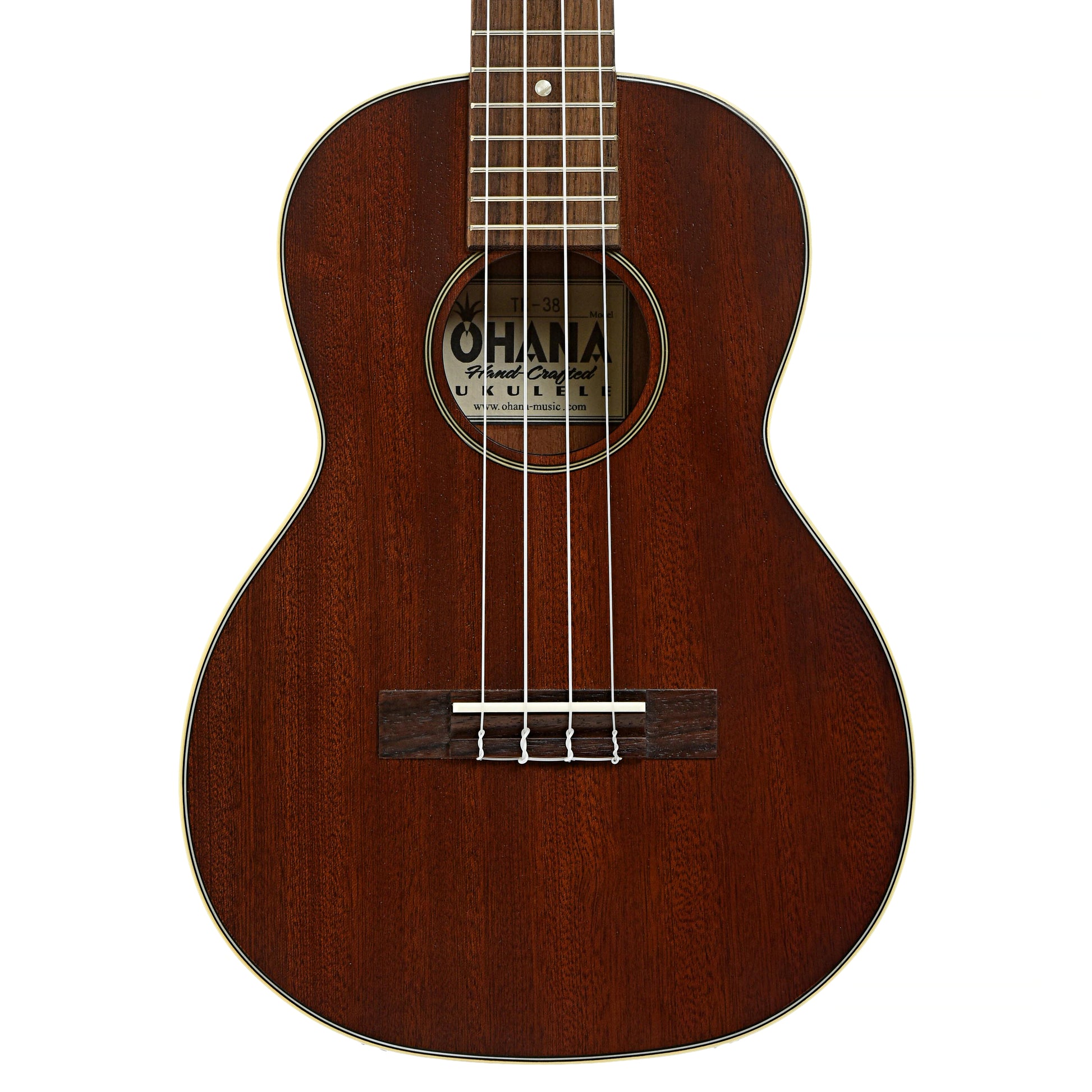 Front of Ohana Vintage TK-38 Premium-Grade Mahogany Tenor Ukulele