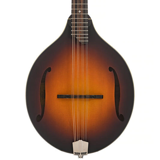 Front of Eastman MDO305ESB Octave Mandolin, Sunburst with Pickup & Gigbag