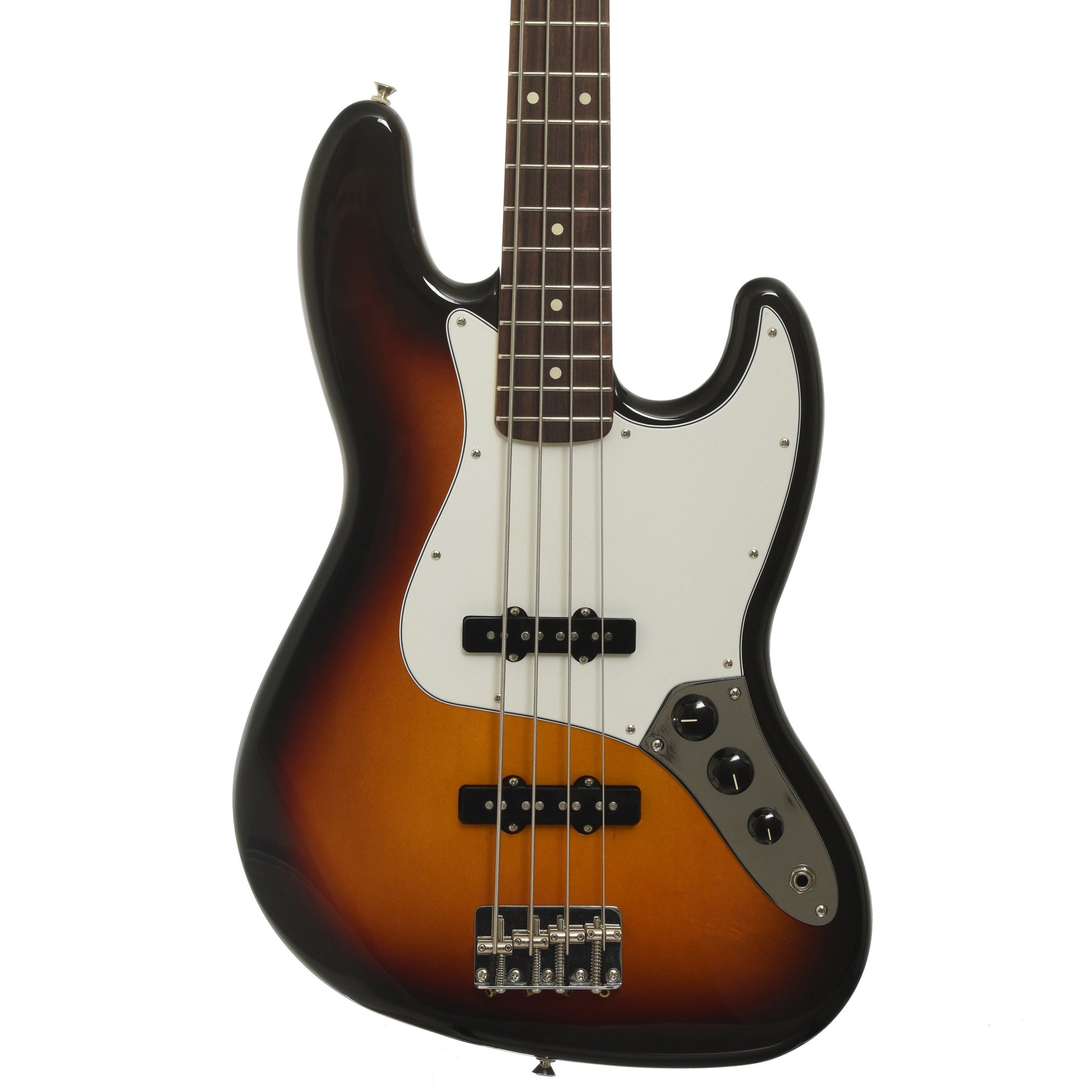 Front of Fender Standard Jazz Electric Bass