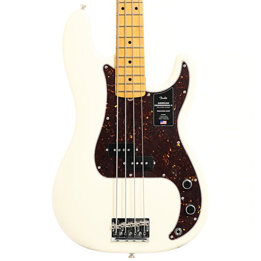 Front of Fender American Professional II Precision Bass, Olympic White