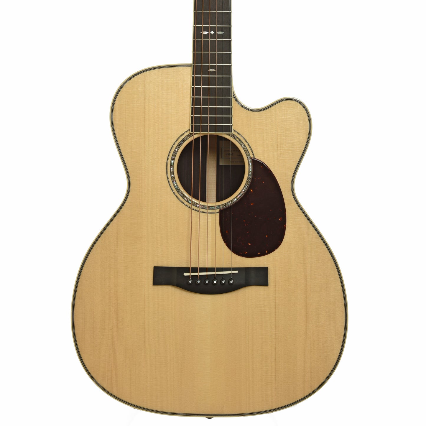 Front of Santa Cruz OM Custom Cutaway Acoustic Guitar