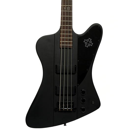 Front of Epiphone Thunderbird IV Goth Electric Bass 