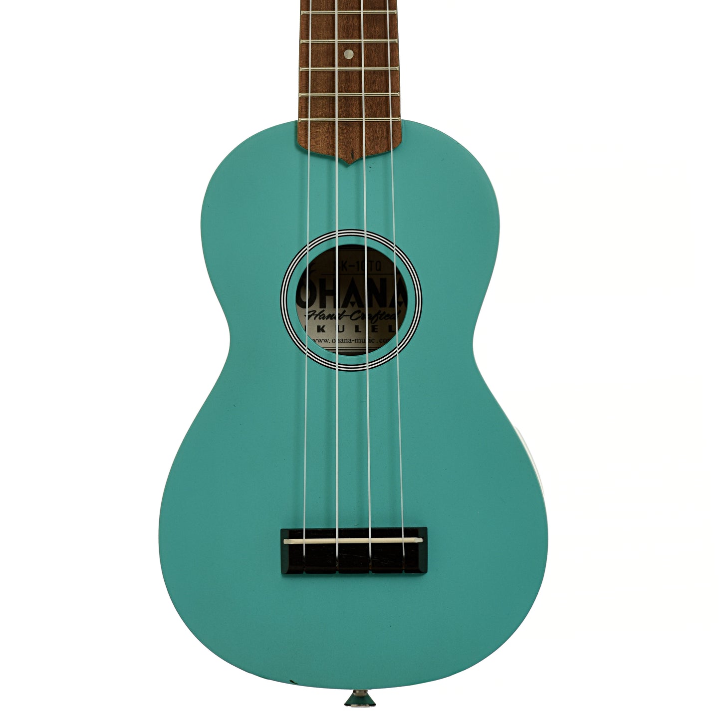 Front of Ohana SK-10 Soprano Ukulele Starter Pack, Turquoise