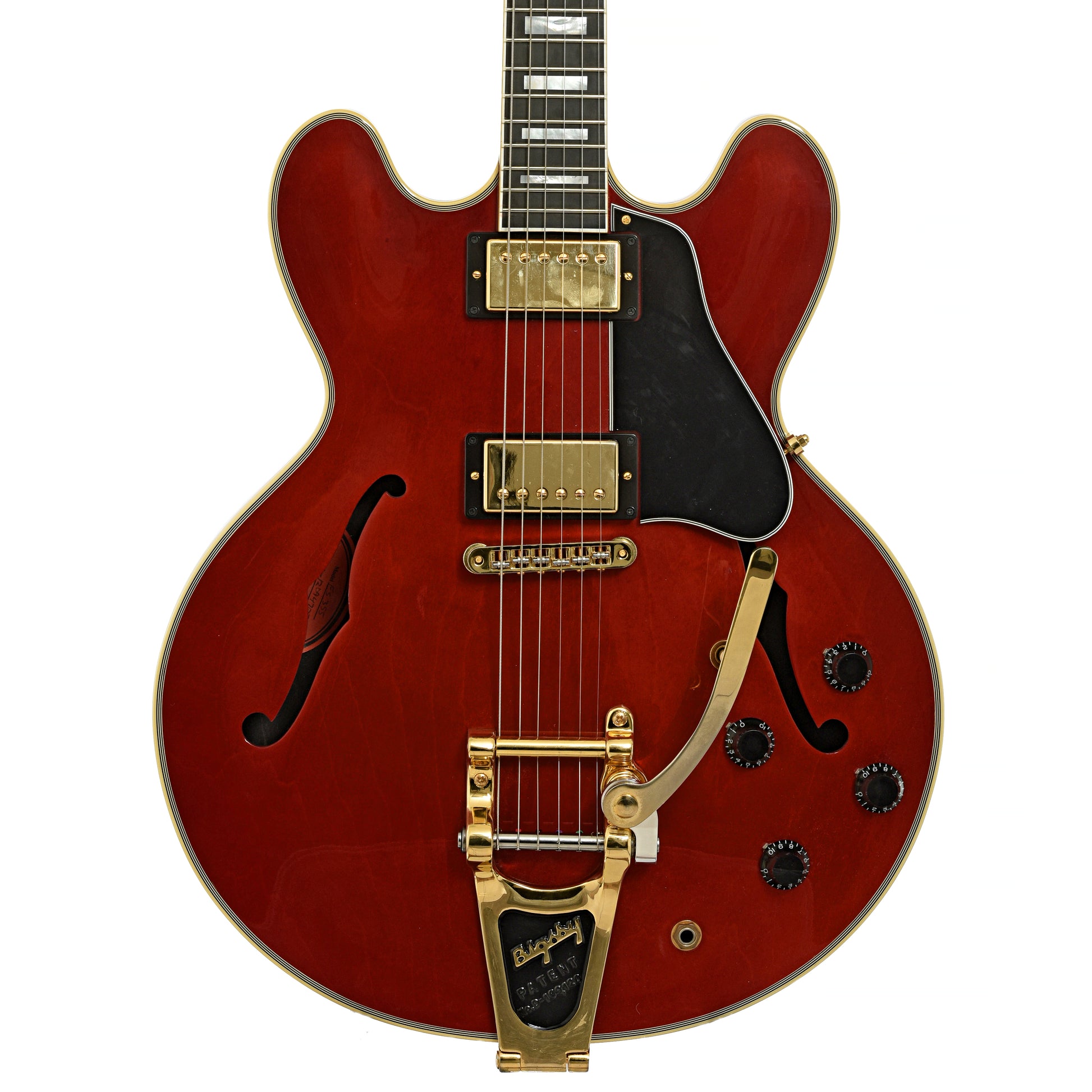 Front of Gibson ES-355 w/ Bigsby Hollowbody Electric Guitar