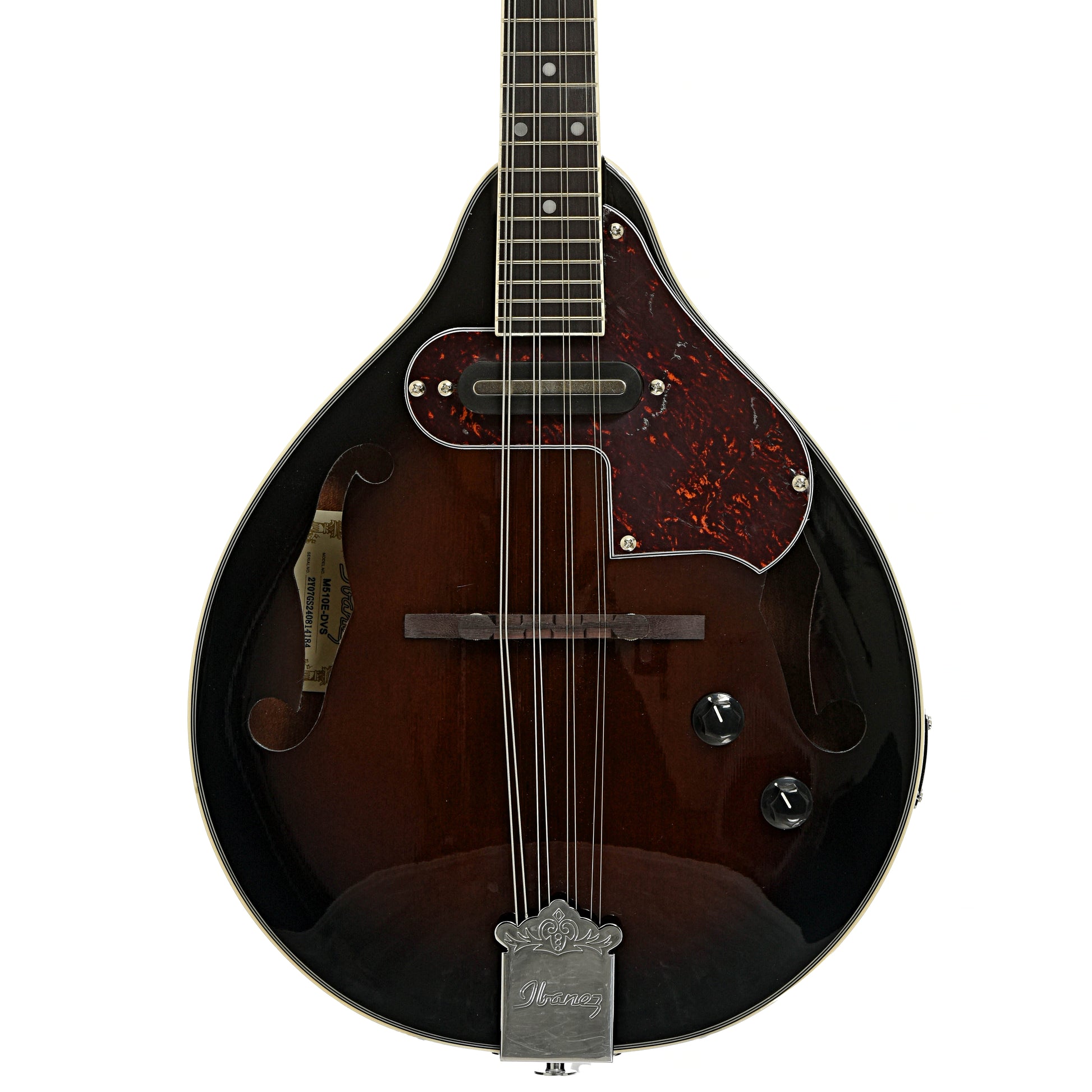 Front of Ibanez M510E Acoustic-Electric A-Style Mandolin, Dark Violin Sunburst