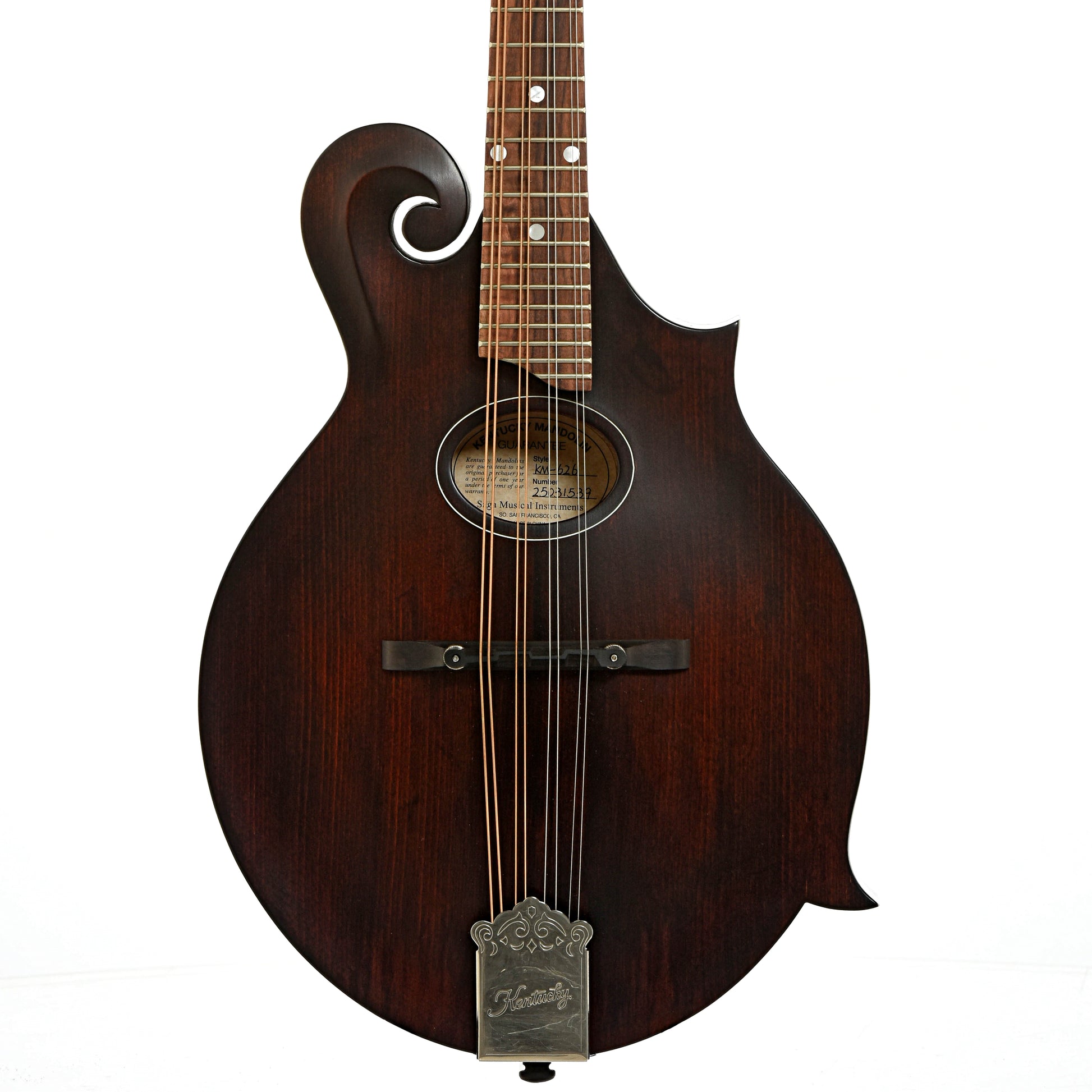 Front of Kentucky KM-626 Oval Hole F-Model Mandolin