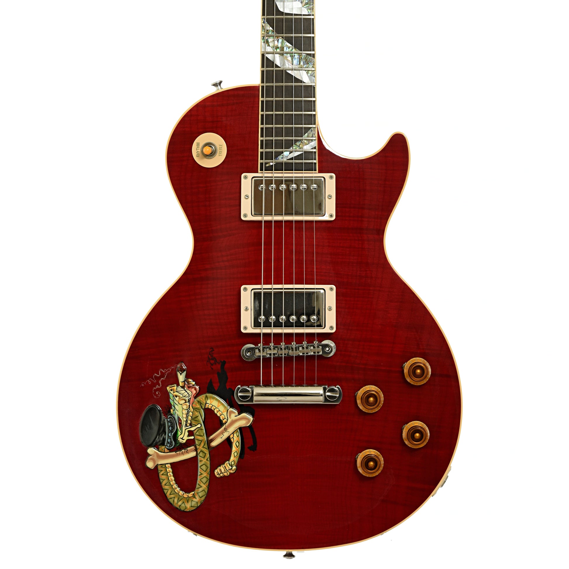 Front of Gibson Custom Shop Slash Signature Snakepit Les Paul Electric Guitar