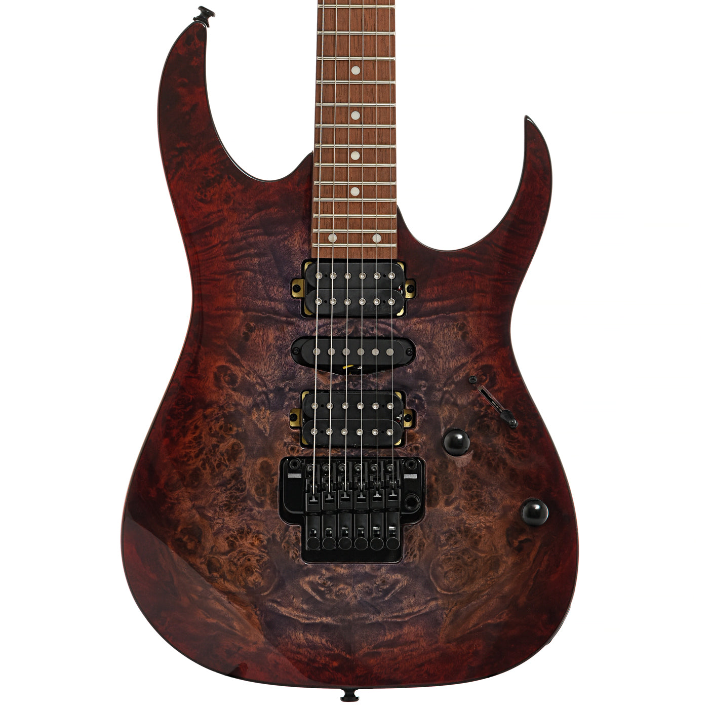 front of Ibanez RG470PB Electric Guitar, Red Eclipse Burst