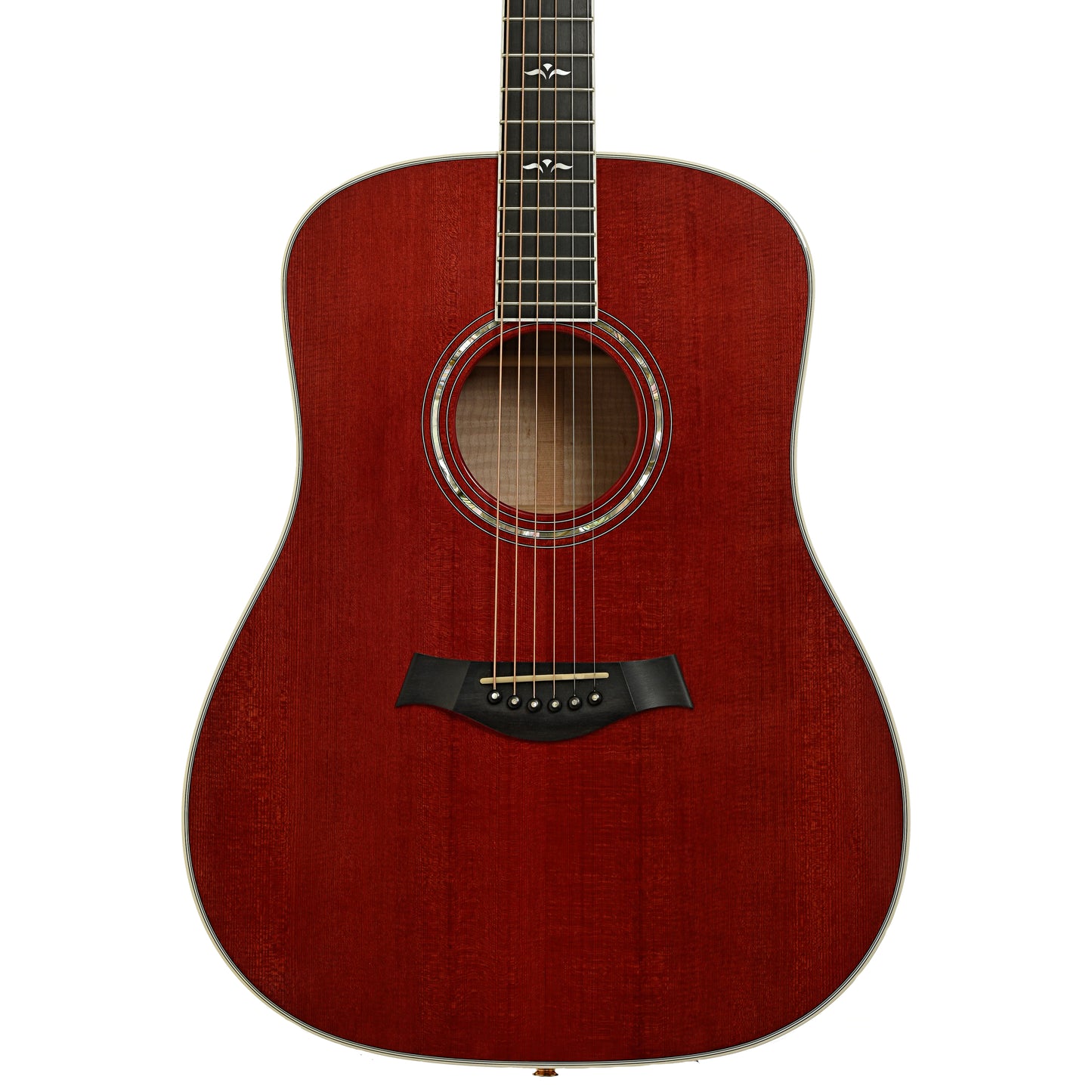 Front of Taylor 610 Transparent Red Acoustic Guitar 