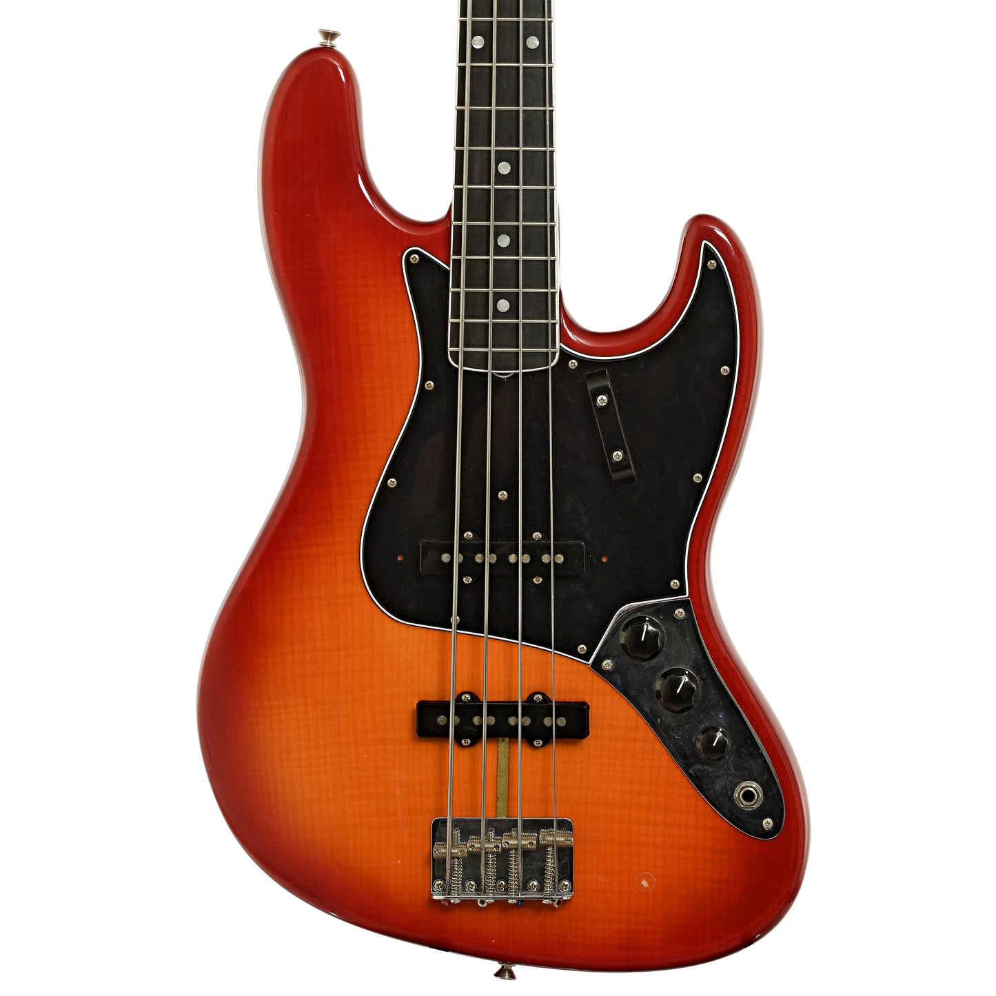 Front of Fender Rarities Series Flame Ash Top American Original '60s Jazz Bass