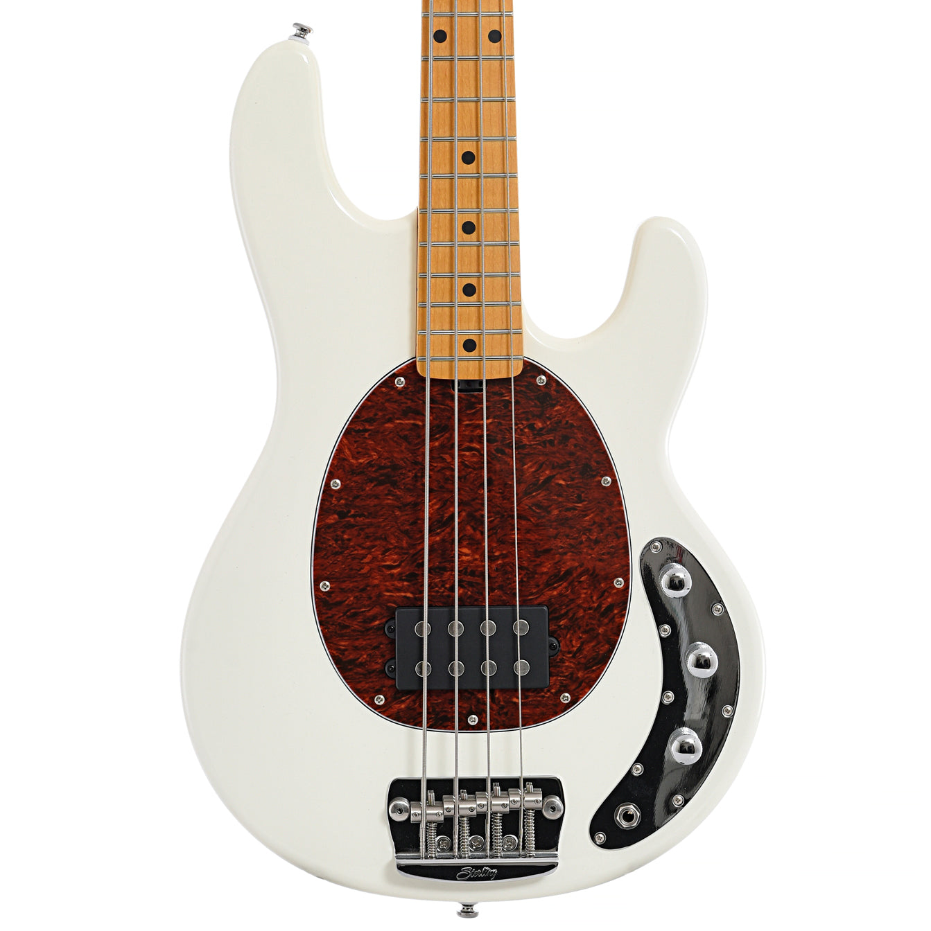 front of Sterling by Music Man RAY24CA 4-String Bass, Olympic White