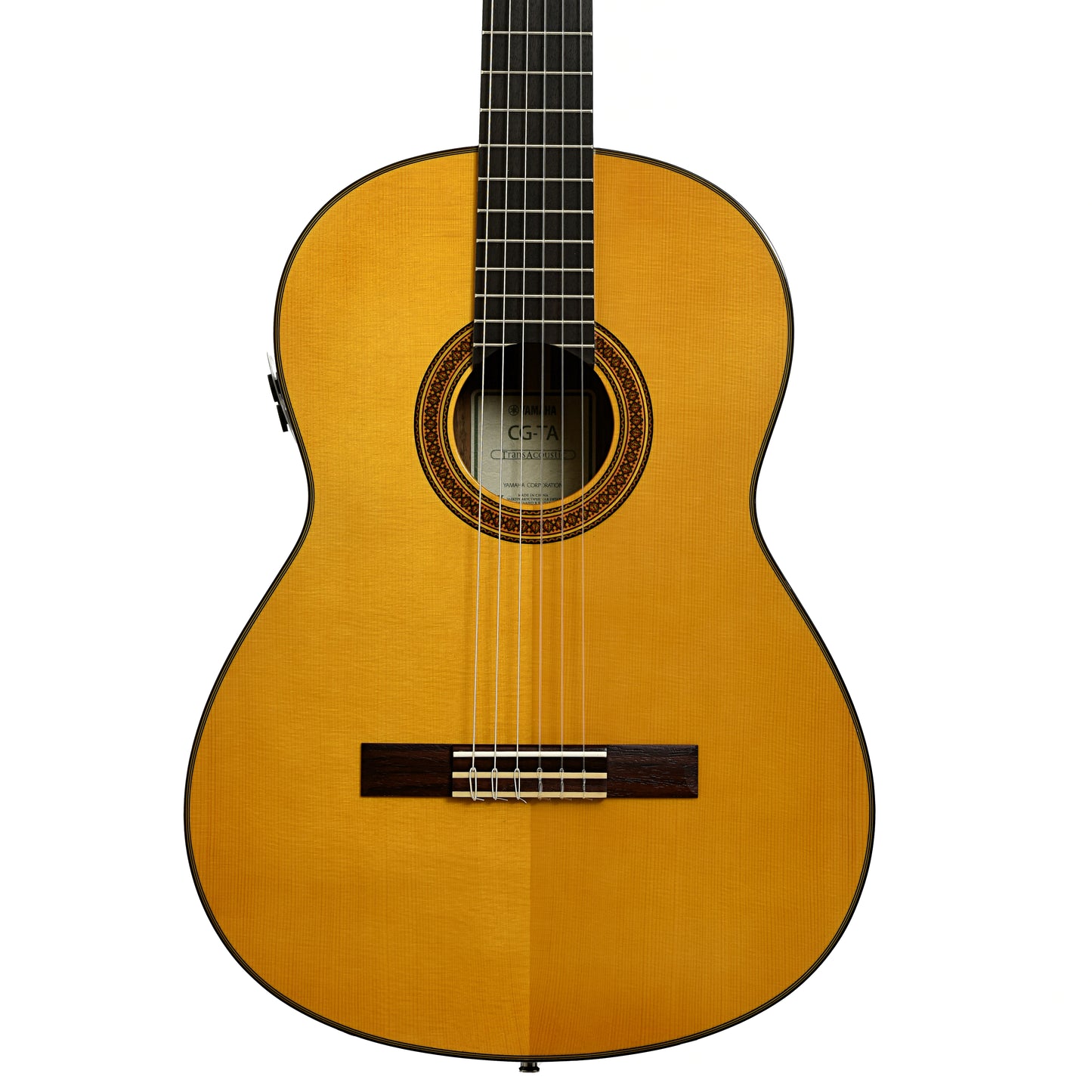 Front of Yamaha CG-TA TransAcoustic Classical Guitar