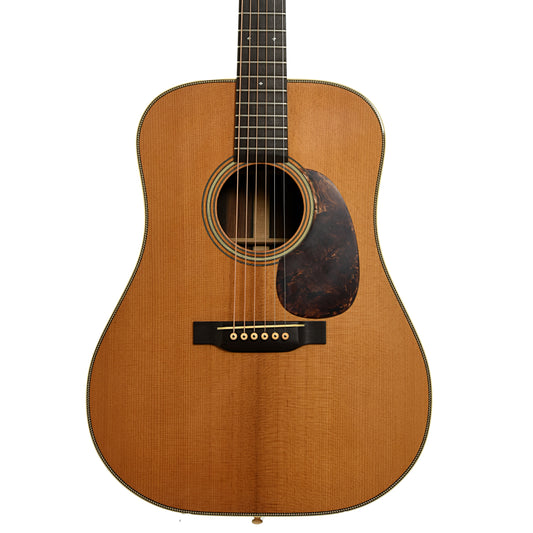 Front of Pre-War Guitars Co. Herringbone Brazilian Rosewood Dreadnought Acoustic Guitar, Level 1 Aging