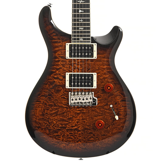 Front of PRS SE Custom 24 Quilt Electric Guitar, Black Gold Sunburst