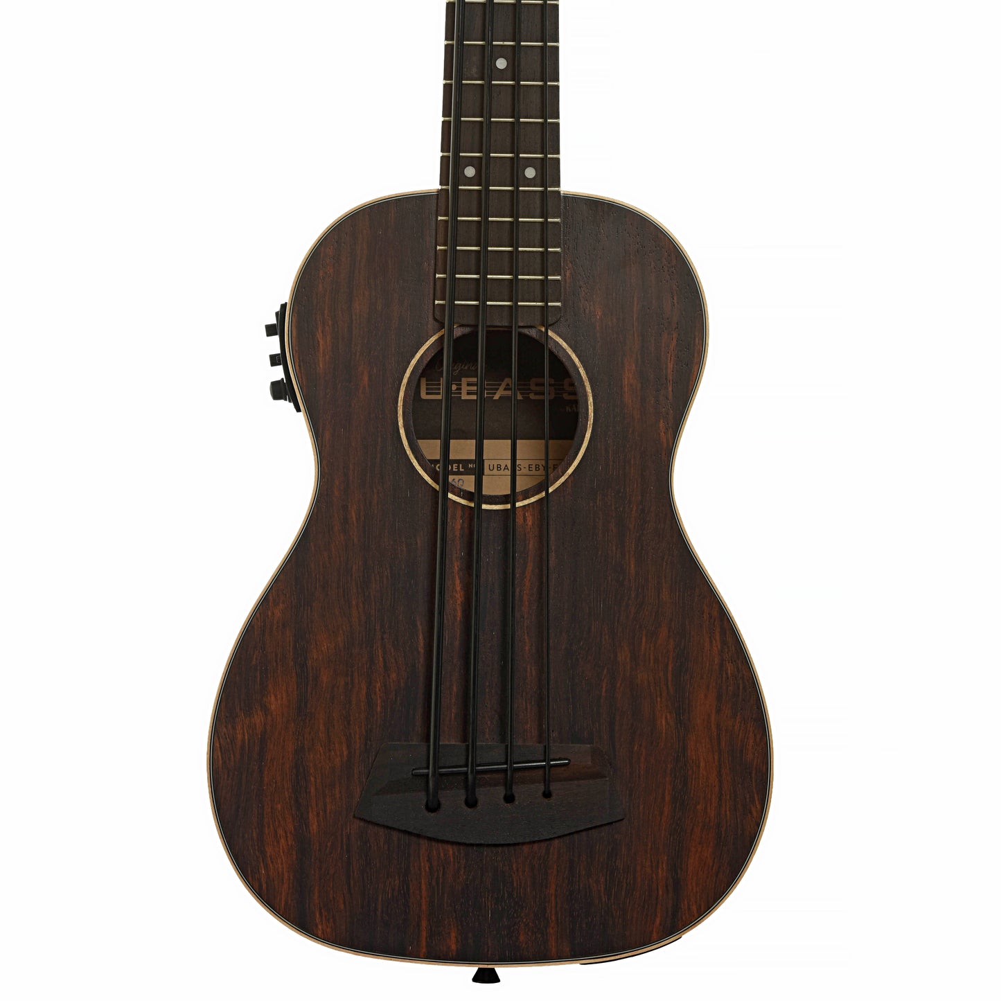 Front of Kala U-Bass-EBY-FS 6Q  Striped Ebony Acoustic Bass 