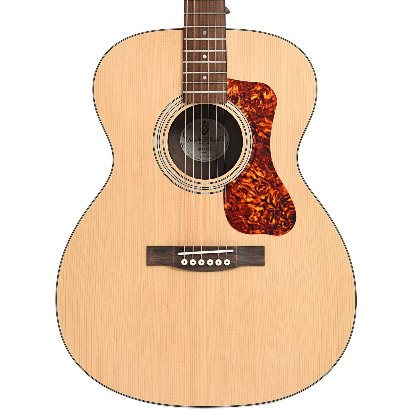 Front of Guild OM-250E Limited Archback Natural Acoustic Guitar