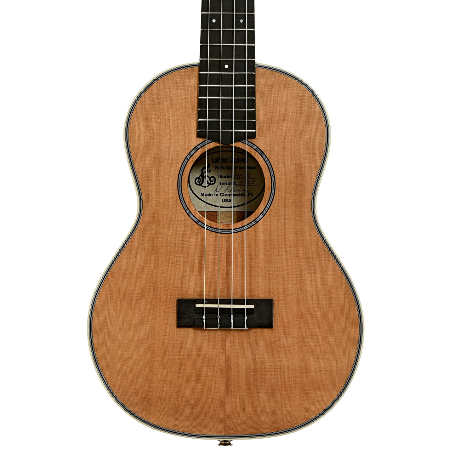 Front of LoPrinzi MC3 Baritone Ukulele