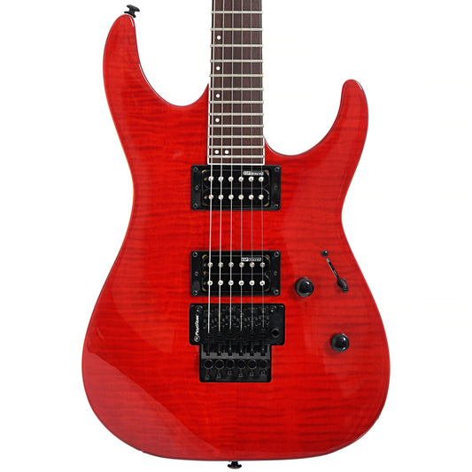 Front of ESP LTD M-200FM Electric Guitar, See Thru Red