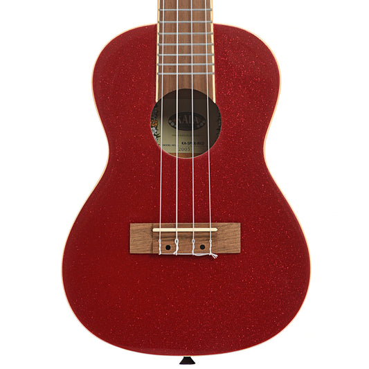 Front of Kala Gloss Sparkle Concert Ukulele, Ritzy Red (recent)