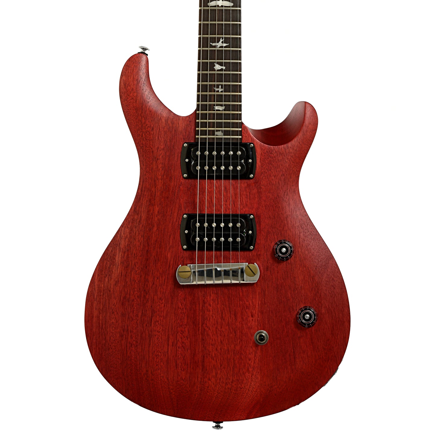 Front of PRS SE CE 24 Standard Satin Stoptail Vintage Cherry Electric Guitar