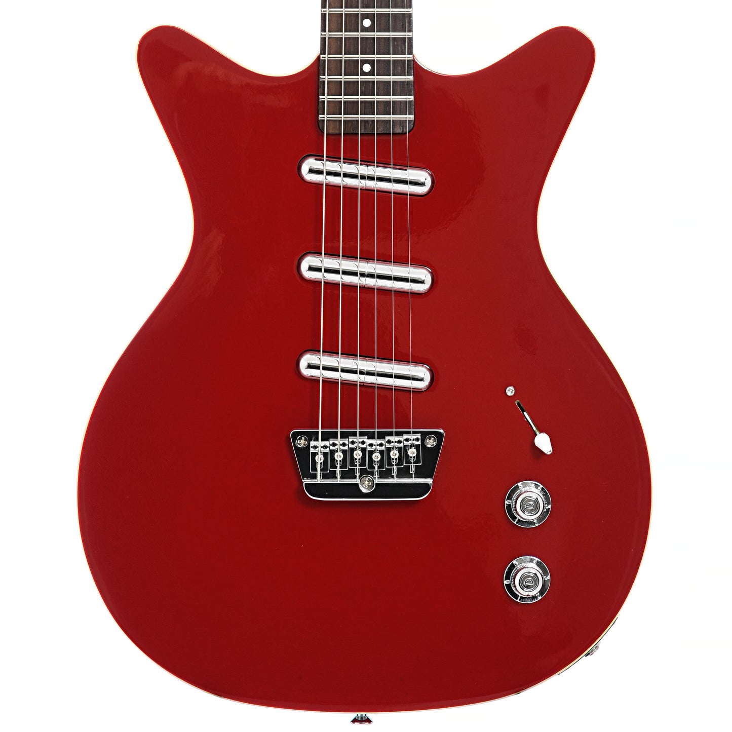 Front of Danelectro '59 Triple Divine Electric Guitar, Red