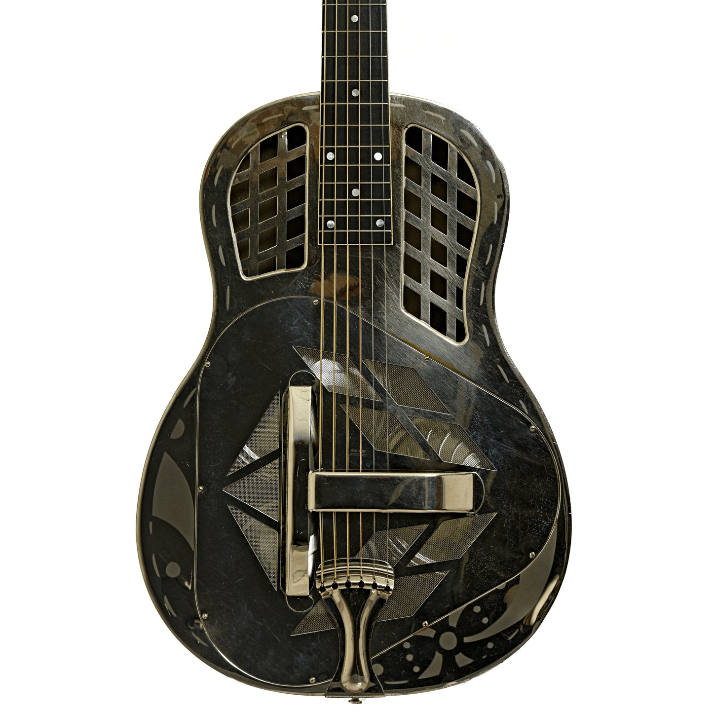 Front of National Tricone Exploding Palm Tree Resonator Guitar 