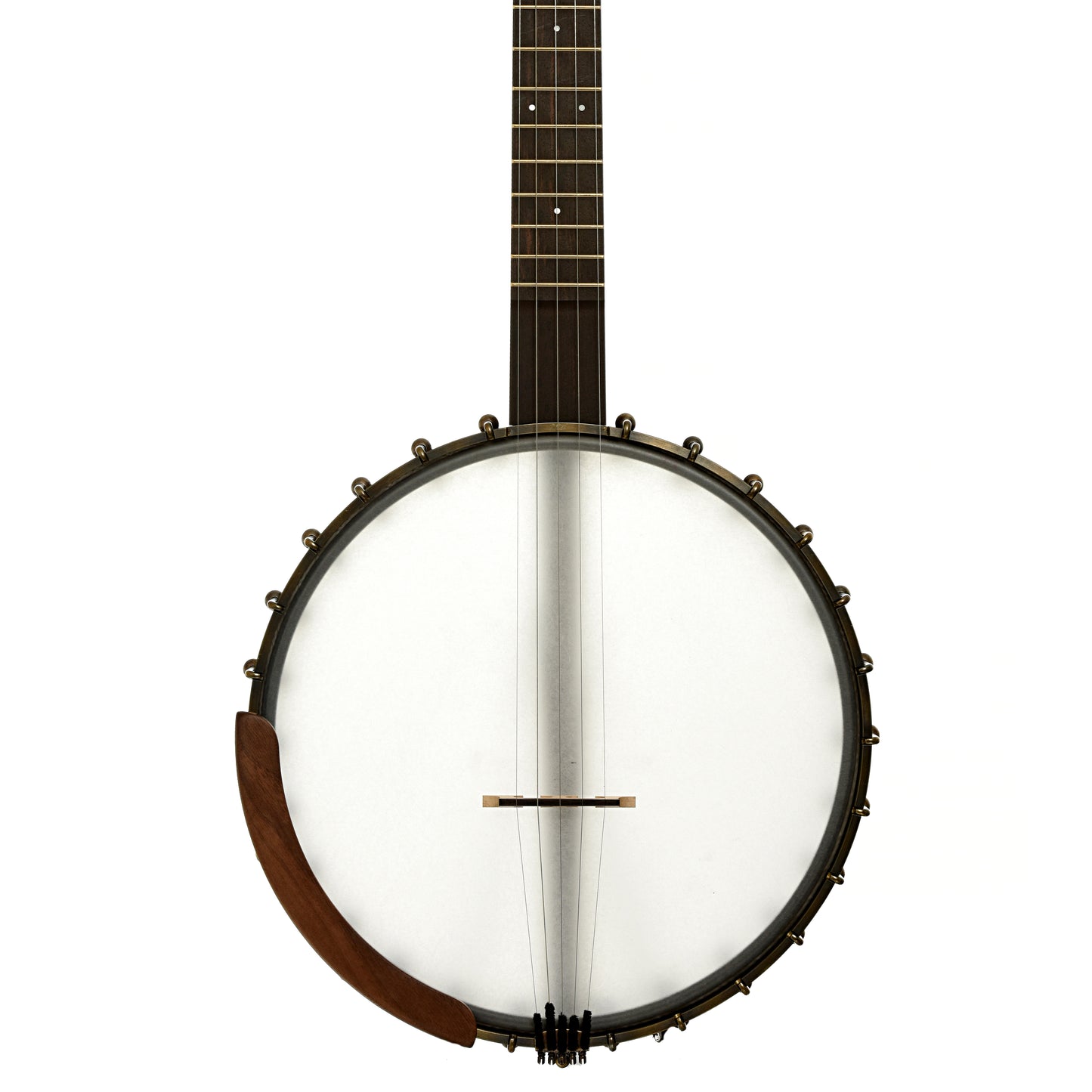 Front of Ode Magician 12" Walnut Openback Banjo
