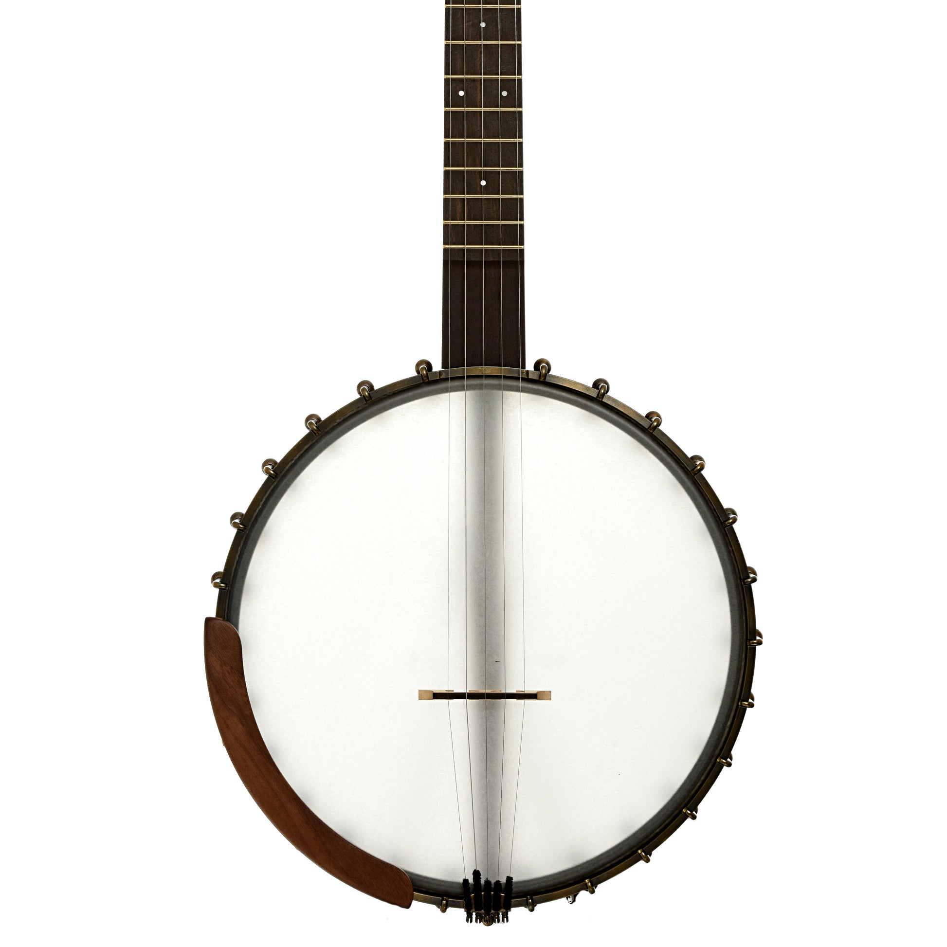 Front of Ode Magician 12" Walnut Openback Banjo