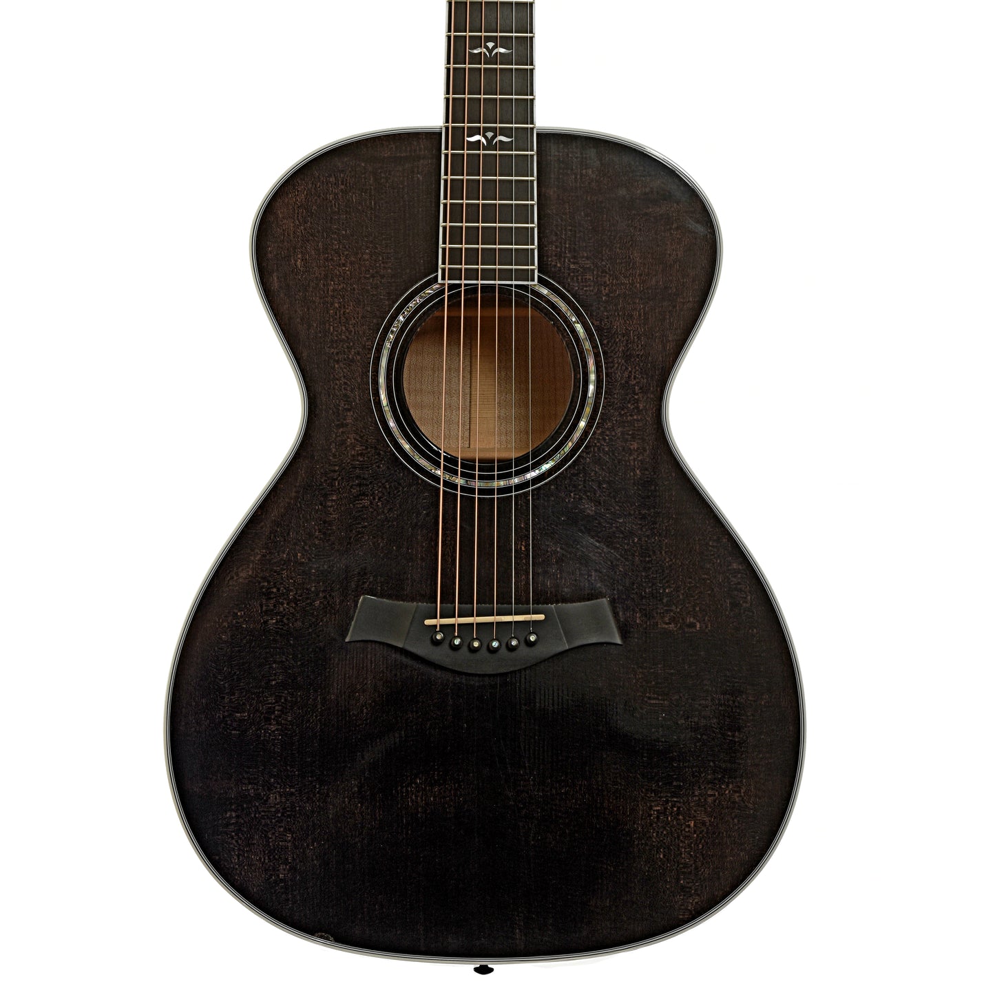 Front of Taylor 612 Translucent Black Acoustic Guitar